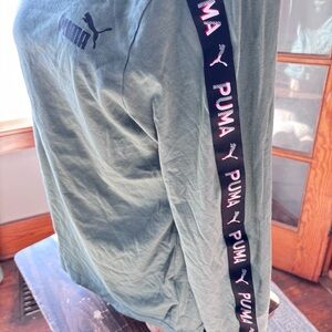 Puma Green Long Sleeve Tee with Black and White Accents